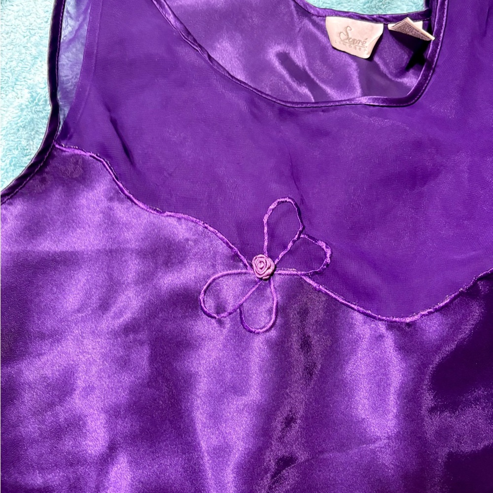 Elegant Purple Chemise and Short Set